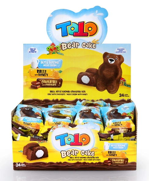 Toto Bear Kek Ballı Süt Kremalı Çikolatalı Kek 40 Gr. 24 Adet (1 Kutu) - 3