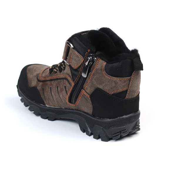 Unisex Çocuk Vizon Siyah İçi Kürklü Kışlık Termo Taban Suya Soğuğa Dayanıklı Günlük Rahat Outdoor Bot - 4