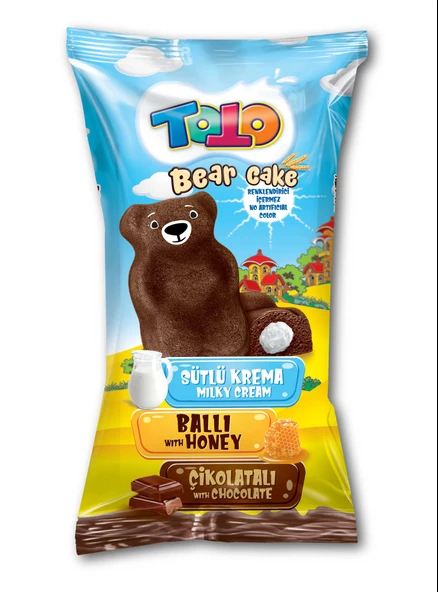 Toto Bear Kek Ballı Süt Kremalı Çikolatalı Kek 40 Gr. 24 Adet (1 Kutu) - 2