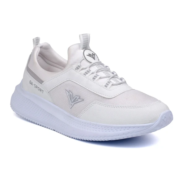 Erkek Beyaz Bağcıksız Esnek Çok Hafif Günlük Sneaker Spor Ayakkabı - Resim 3