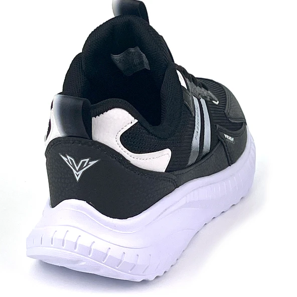 Unisex Siyah Beyaz Bağcıklı Esnek Hafif Günlük Sneaker Spor Ayakkabı - Resim 5