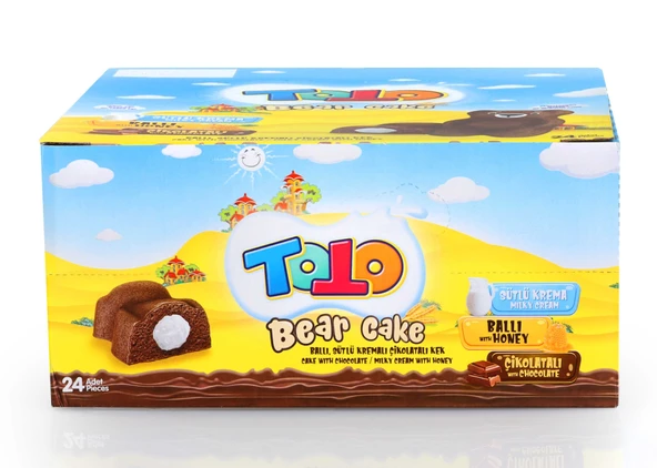 Toto Bear Kek Ballı Süt Kremalı Çikolatalı Kek 40 Gr. 24 Adet (1 Kutu) - 6