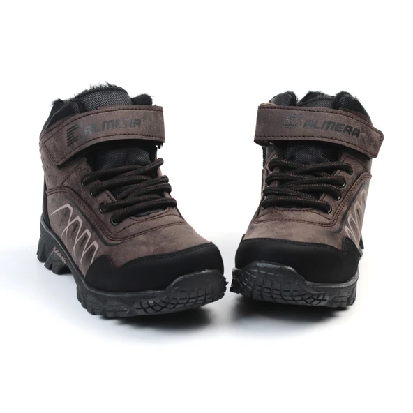 Unisex Çocuk Kahve Siyah İçi Kürklü Kışlık Termo Taban Suya Soğuğa Dayanıklı Günlük Rahat Outdoor Bot - Resim 3