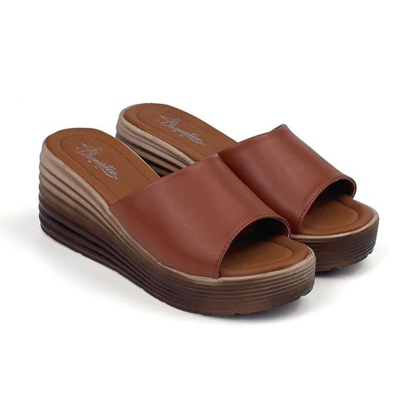 Kadın Taba Dolgu Topuklu Günlük Rahat Terlik - Resim 3