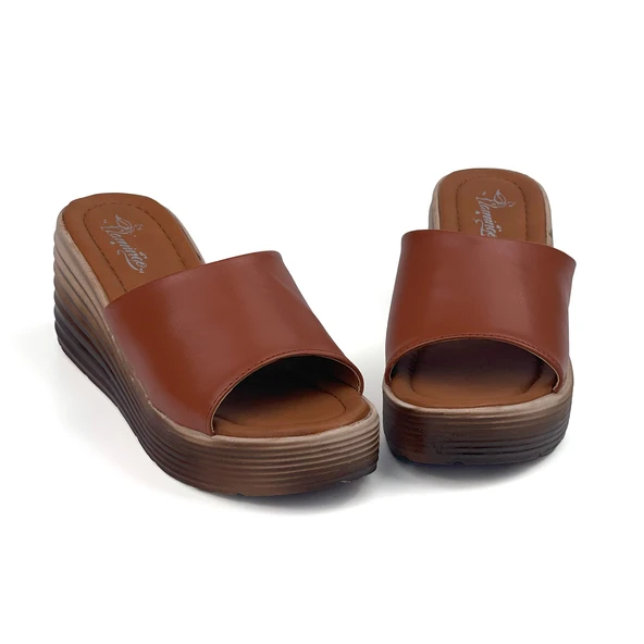 Kadın Taba Dolgu Topuklu Günlük Rahat Terlik - Resim 4