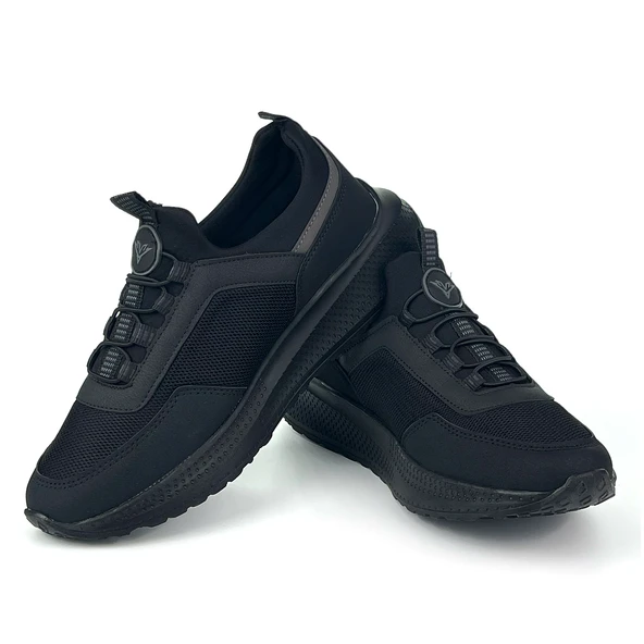 Erkek Siyah Bağcıksız Esnek Çok Hafif Günlük Sneaker Spor Ayakkabı - Resim 2