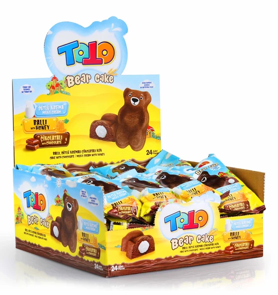 Toto Bear Kek Ballı Süt Kremalı Çikolatalı Kek 40 Gr. 24 Adet (1 Kutu) - 5