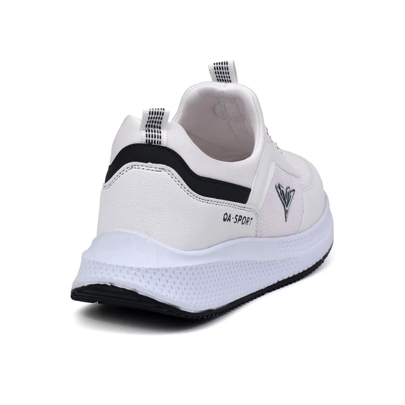 Erkek Beyaz Siyah Bağcıksız Esnek Çok Hafif Günlük Sneaker Spor Ayakkabı - Resim 5