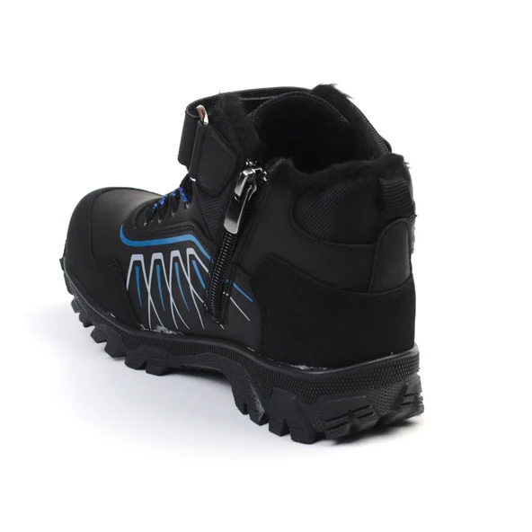 Unisex Çocuk Siyah Sax İçi Kürklü Kışlık Termo Taban Suya Soğuğa Dayanıklı Günlük Rahat Outdoor Bot - 4