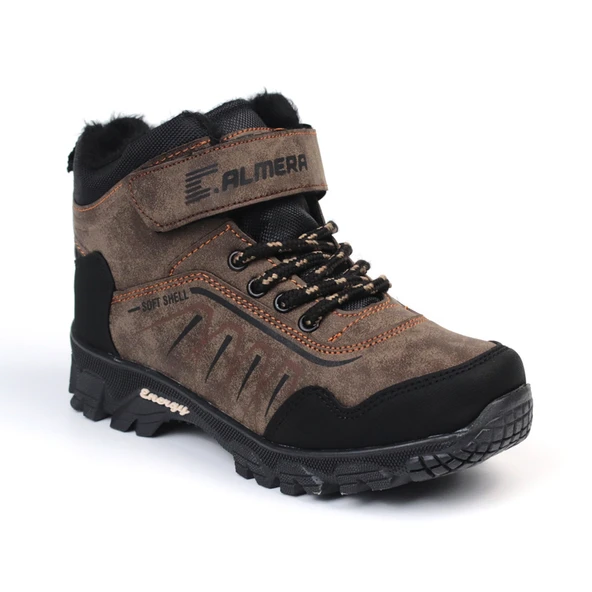 Unisex Çocuk Vizon Siyah İçi Kürklü Kışlık Termo Taban Suya Soğuğa Dayanıklı Günlük Rahat Outdoor Bot