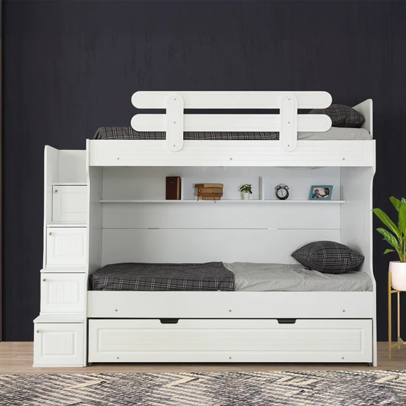 EVİMŞAH 90 190 3 LÜ YAVRU YATAKLI BEYAZ / BEYAZ MEMBRAN RANZA