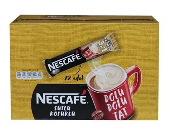 Nestle Nescafe 3ü1 Arada Sütlü Köpüklü 72 Adet 17,4gr 12584220 ürün görseli