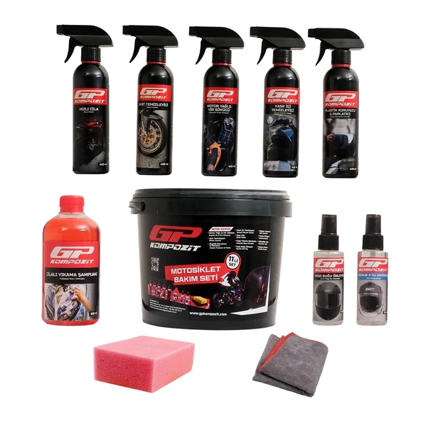 GP KOMPOZİT 11 PARÇA MOTOSİKLET BAKIM VE TEMİZLİK SETİ ürün görseli