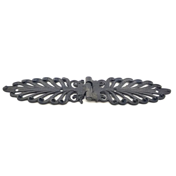 Antika Tarz Dekoratif Pirinç Yaprak Desenli Menteşe - 55x265 Mm, Oksit - 1