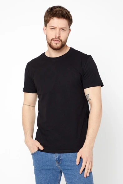 Erkek Çok Renkli T- Shirt Regular Fit Rahat Kesim Bisiklet Yaka 4'lü Basic Tişört Paketi MTLCO35-4 - 4