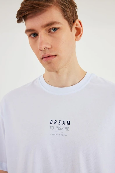 Leo Erkek Oversize Tshirt %100 Pamuk Bisiklet Yaka Baskı Detaylı Basic Tişört MTLCE79 - 6