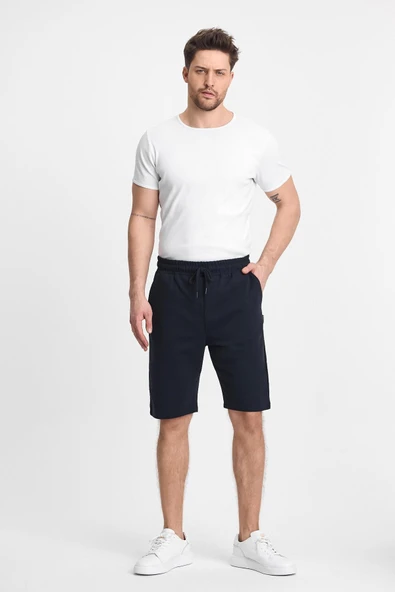 Erkek Siyah Şort - Yan Cepli Beli Lastikli Regular Fit Rahat Kesim - 12