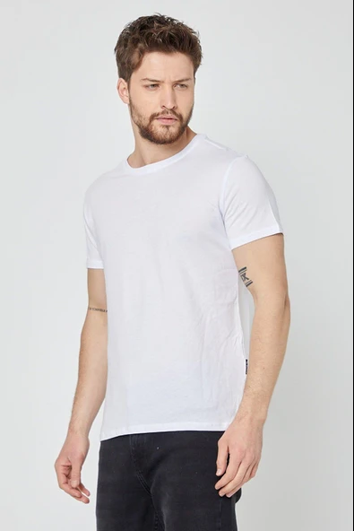 Erkek Çok Renkli T- Shirt Regular Fit Rahat Kesim Bisiklet Yaka 3'lü Basic Tişört Paketi - Resim 7
