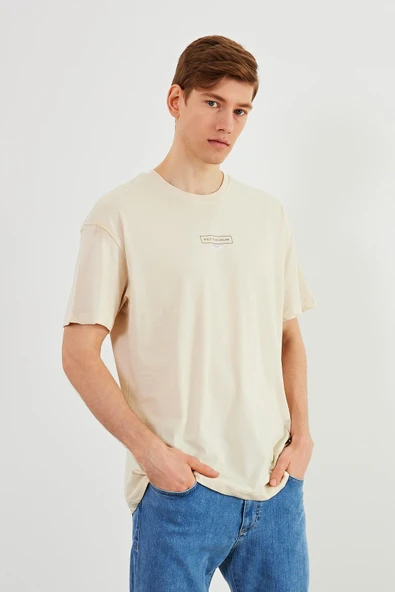 Leo Erkek Oversize Tshirt %100 Pamuk Bisiklet Yaka Baskı Detaylı Basic Tişört MTLCE83 ürün görseli