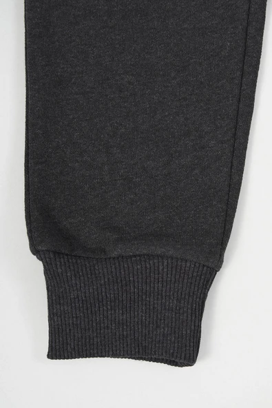 Antrasit Kalın Pamuklu Beli ve Paçası Lastikli Cepli 5-6-7-8-9-10-11-12 Yaş Kız Çocuk Eşofman Altı - Resim 3