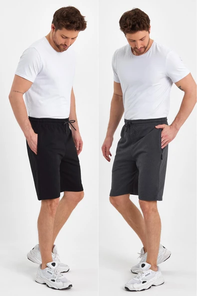Regular Fit Yanları Cepli Rahat Kesim 2'Li Erkek Şort ürün görseli