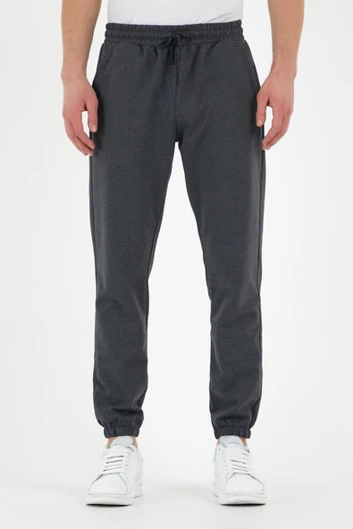 Antrasit Erkek Eşofman Altı Etiketli Arka ve Yan Cepli Regular Fit Lastik Paça ürün görseli