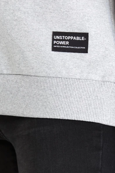 Kadın Gri Renk Basic Bisiklet Yaka Sweatshirt - 5