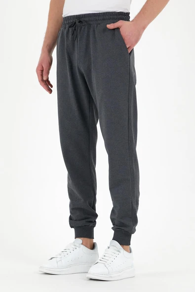 Antrasit Erkek Eşofman Altı Etiketli Arka ve Yan Cepli Regular Fit - Resim 3