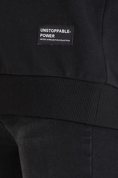 Kadın Siyah Renk Basic Bisiklet Yaka Sweatshirt - 5