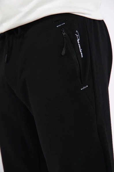 Sİyah-Gri Erkek Paçası Lastikli 2'li Eşofman Altı - Resim 10