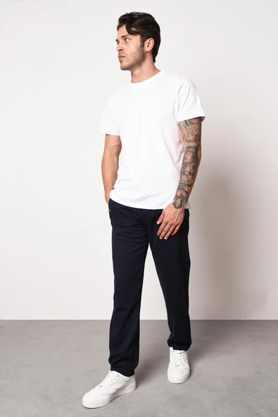 Siyah-Antrasit Erkek Fermuar Cep Nakış Detaylı Düz Paça Rahat Kesim 2'li Eşofman Altı Paketi - Resim 4