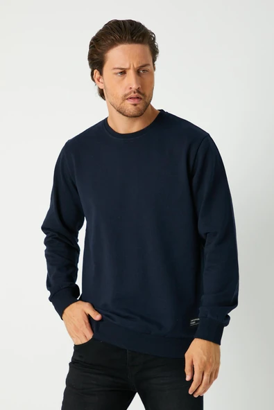 Erkek Lacivert Basic Bisiklet Yaka Sweatshirt ürün görseli