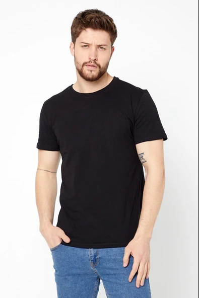 Erkek Çok Renkli T- Shirt Regular Fit Rahat Kesim Bisiklet Yaka 5'li Basic Tişört Paketi - 5