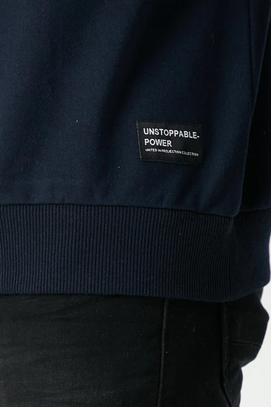 Erkek Lacivert Basic Bisiklet Yaka Sweatshirt - Resim 5