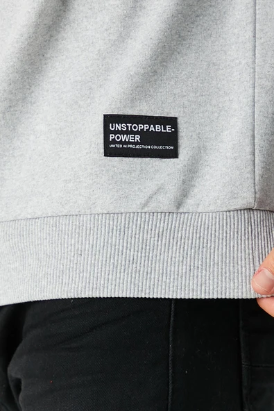 Erkek Gri Basic Bisiklet Yaka Sweatshirt - 4