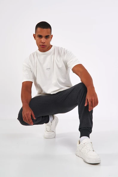 Sİyah-Gri Erkek Paçası Lastikli 2'li Eşofman Altı - Resim 9