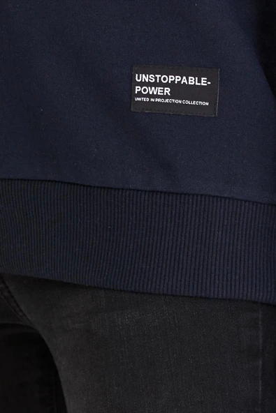 Kadın Lacivert Renk Basic Bisiklet Yaka Sweatshirt - Resim 6