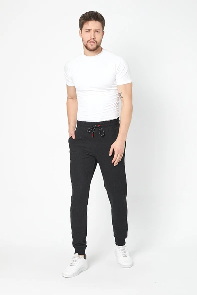 Erkek Siyah Slim Fit Mevsimlik Eşofman Altı MTLC8442 - 9