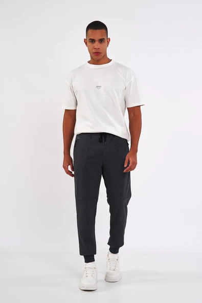 Sİyah-Gri Erkek Paçası Lastikli 2'li Eşofman Altı - Resim 8