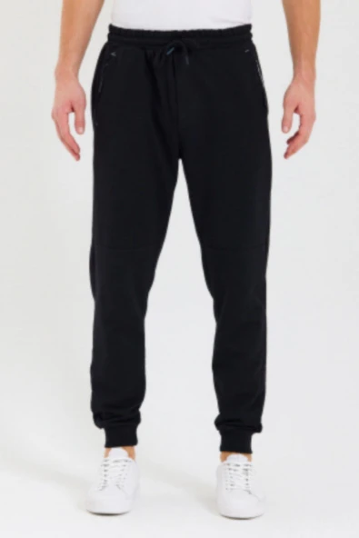 Sİyah-Gri Erkek Paçası Lastikli 2'li Eşofman Altı - Resim 2