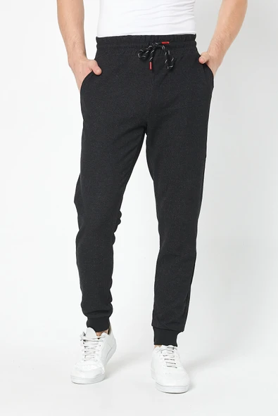 Erkek Siyah Slim Fit Mevsimlik Eşofman Altı MTLC8442 - 11