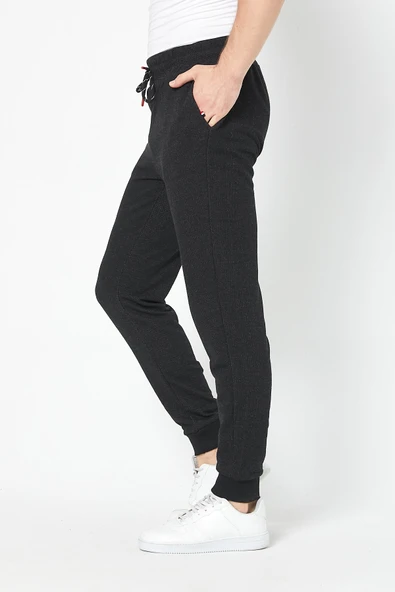 Erkek Siyah Slim Fit Mevsimlik Eşofman Altı MTLC8442 - 12