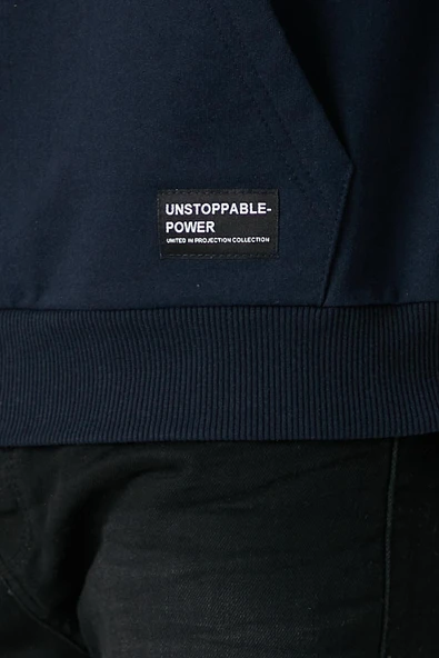 Lacivert Erkek Kapüşonlu Kanguru Cepli Sweatshirt - Resim 5