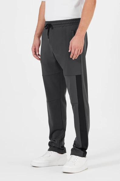 Erkek Antrasit Standart Fit Normal Kesim Düz Paça Cep Fermuarlı Rahat Jogger Eşofman Altı - Resim 2