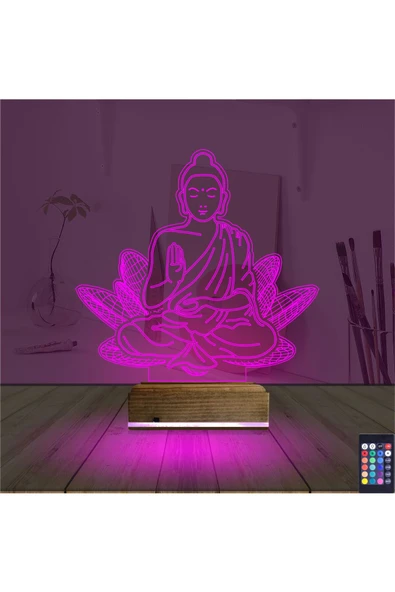 Kirppi 3d Lamba Lotus Çiçeği Yoga Masa Gece Lambası - 4