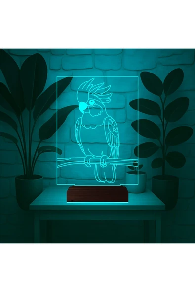 Kirppi 3d Lamba Kakadu Papağan Pet Shop Masa Gece Lambası - 5