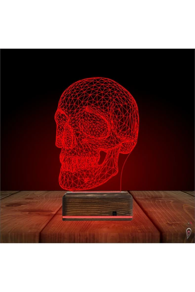 Kirppi 3d Lamba Kuru Kafa İskelet Masa Gece Lambası - 4