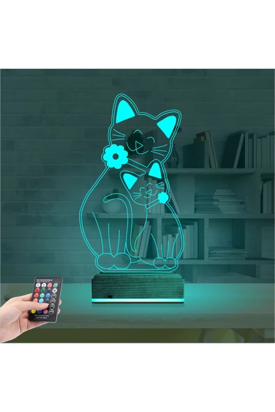 Kirppi 3d Lamba Sevimli Kedi Masa Gece Lambası - 3