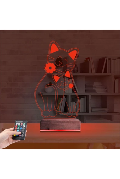 Kirppi 3d Lamba Sevimli Kedi Masa Gece Lambası - 7