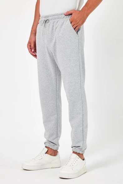 Kalın Siyah-Antrasit Erkek 2'li Eşofman Altı Jogger Arka Cepli Lastik Paça Regular Fit Şardonsuz - Resim 8